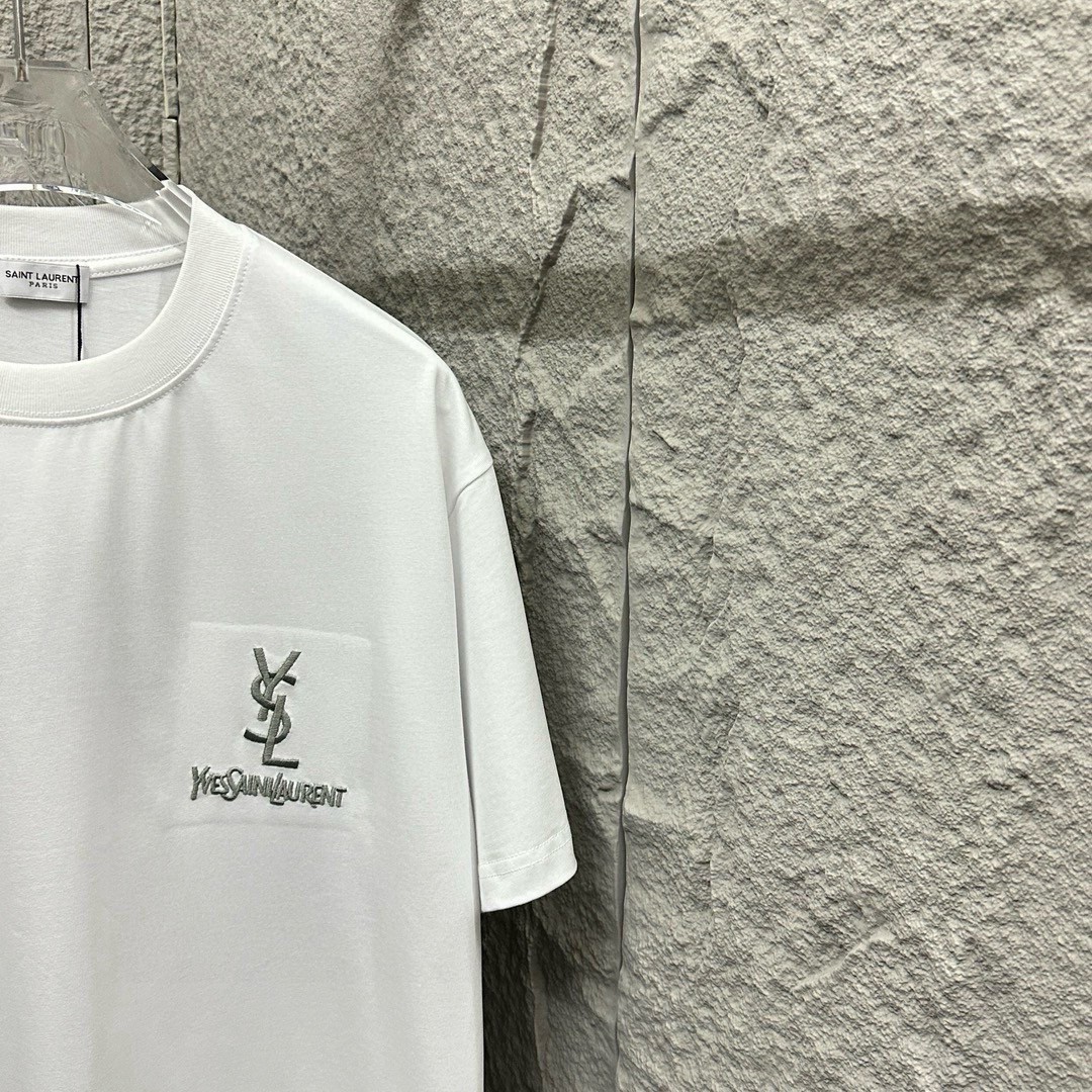 Ysl*Saint Laurent* Nueva temporada primavera-verano 2025, clásico con letras bordadas con hilo plateado, elegante y sob…