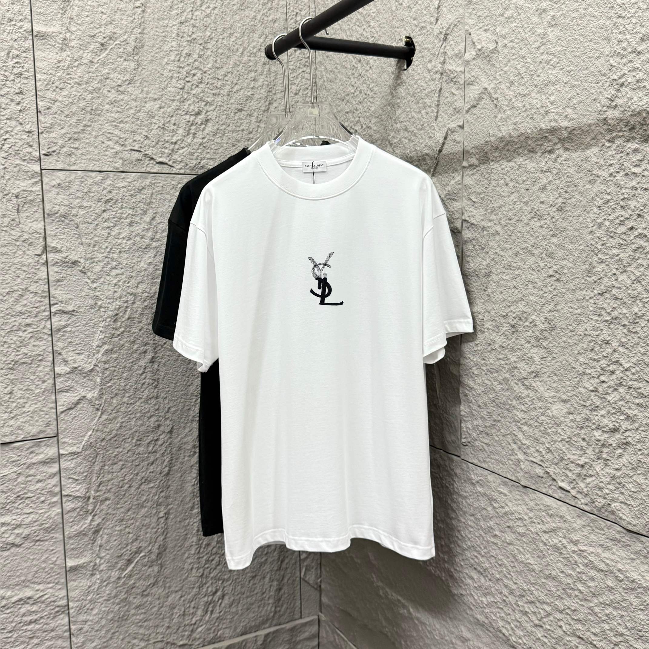 Ysl*Saint Laurent* Nueva temporada primavera-verano 2025, clásico y minimalista con letras en relieve bordadas en blanc…