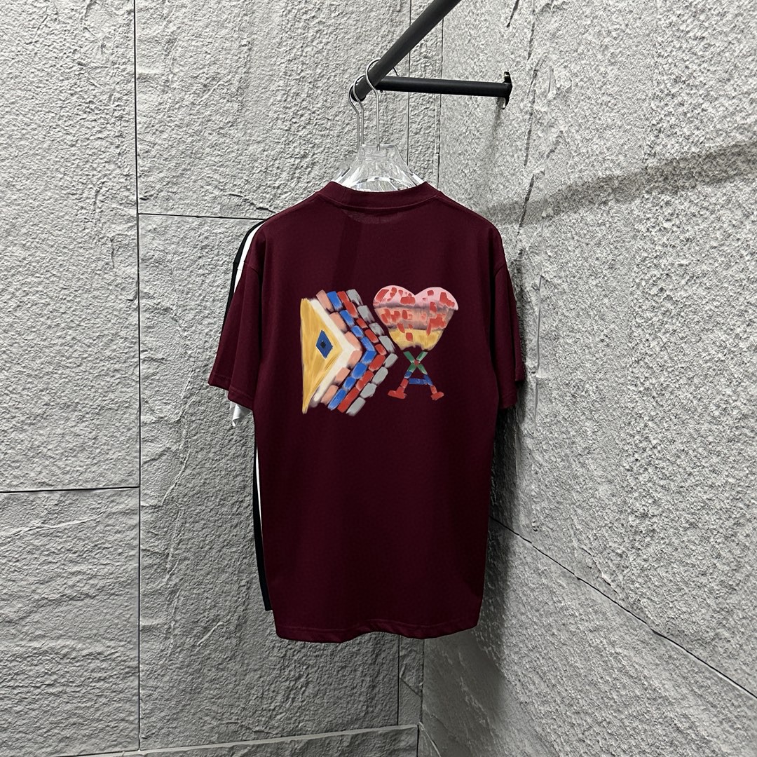 Ami* 2025 primavera/verano nueva colección, estampado de corazón arcoíris Ami, tejido personalizado de algodón puro de …