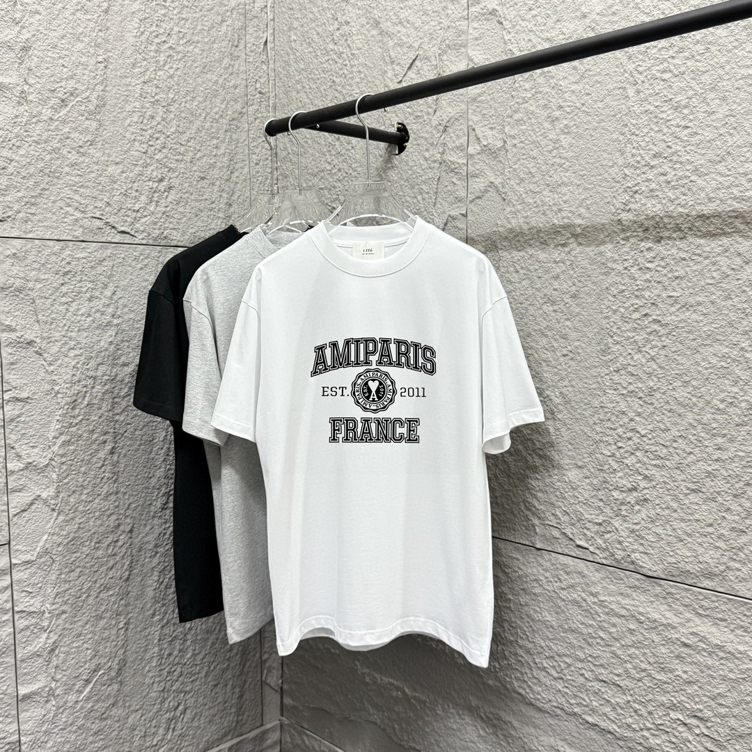 Ami* 2025 primavera/verano nueva colección, letras Ami con técnica de flocado, tejido personalizado de algodón puro de …