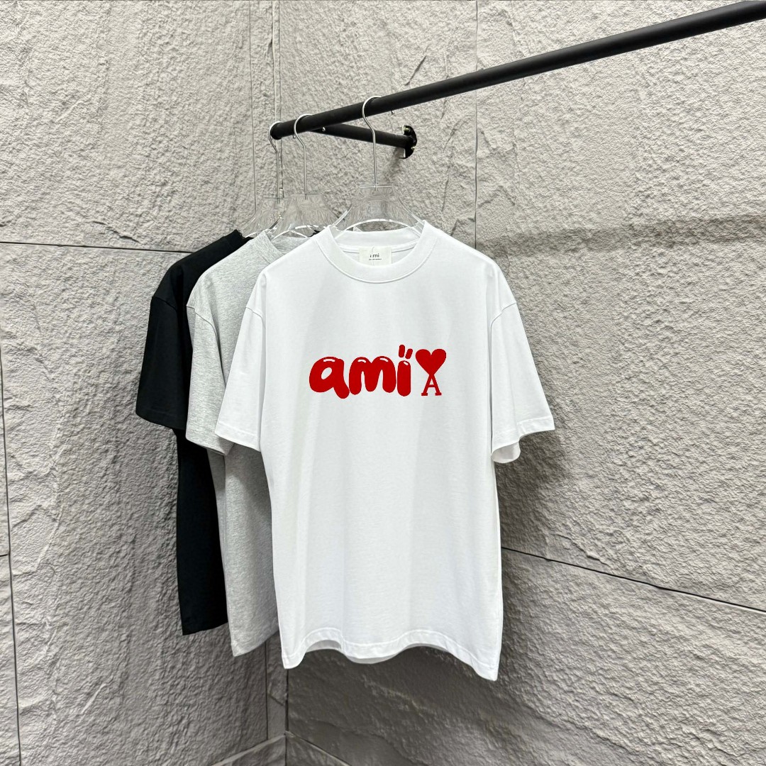 Ami corazón, nuevo estilo de primavera y verano 2025, clásico y simple corazón rojo en relieve con letras, lo…