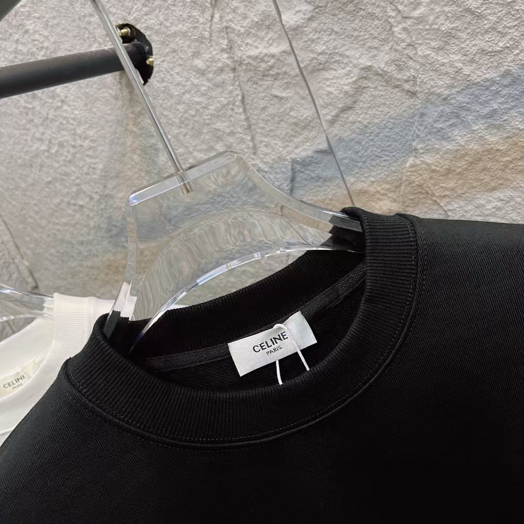 Celine Embroidered Logo Cotton Sweatshirt, Long Sleeve Pullover for Unisex 5 a1753849095791 3652