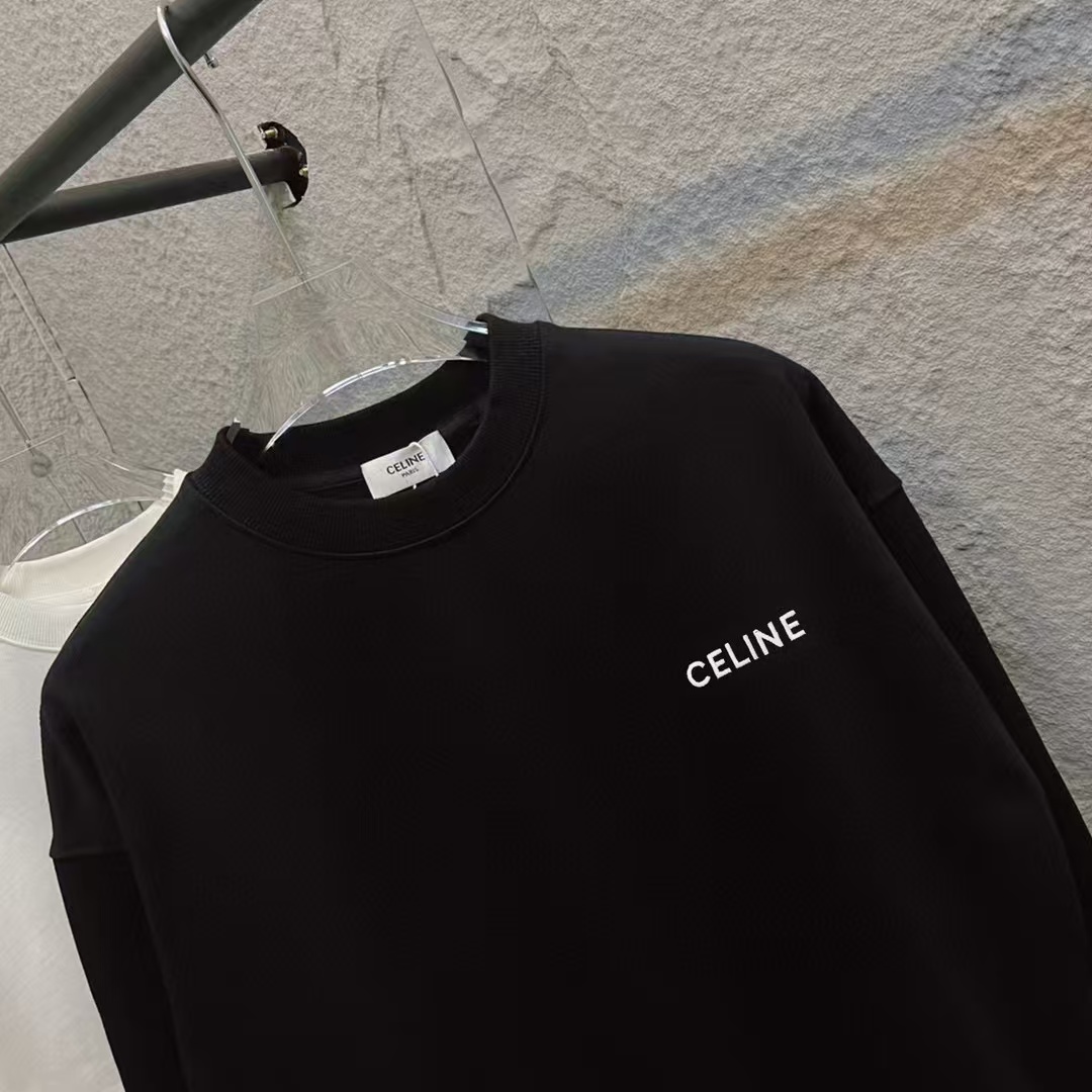 Celine Embroidered Logo Cotton Sweatshirt, Long Sleeve Pullover for Unisex 4 a1753849095791 6822