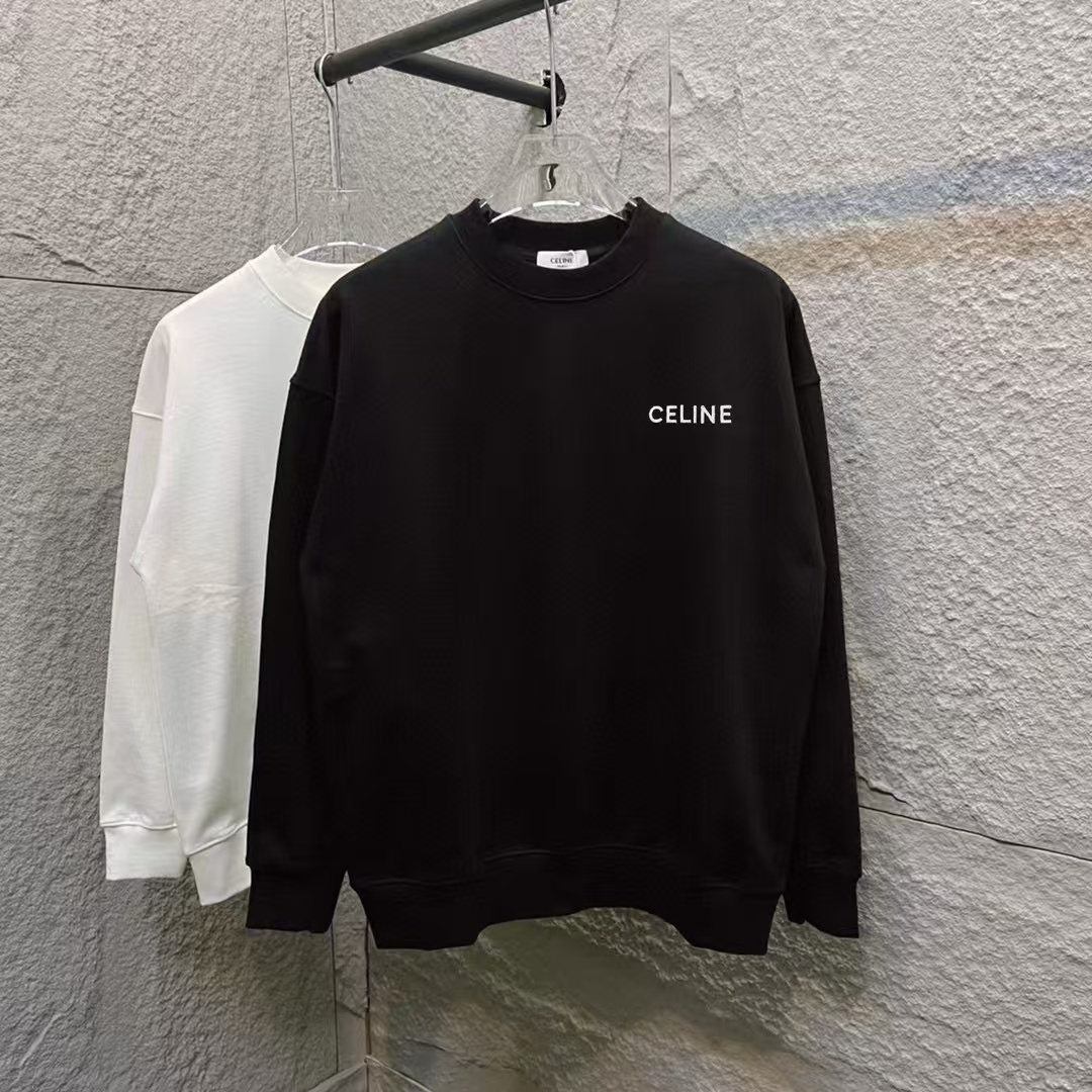 Celine Embroidered Logo Cotton Sweatshirt, Long Sleeve Pullover for Unisex 2 a1753849095795 7017