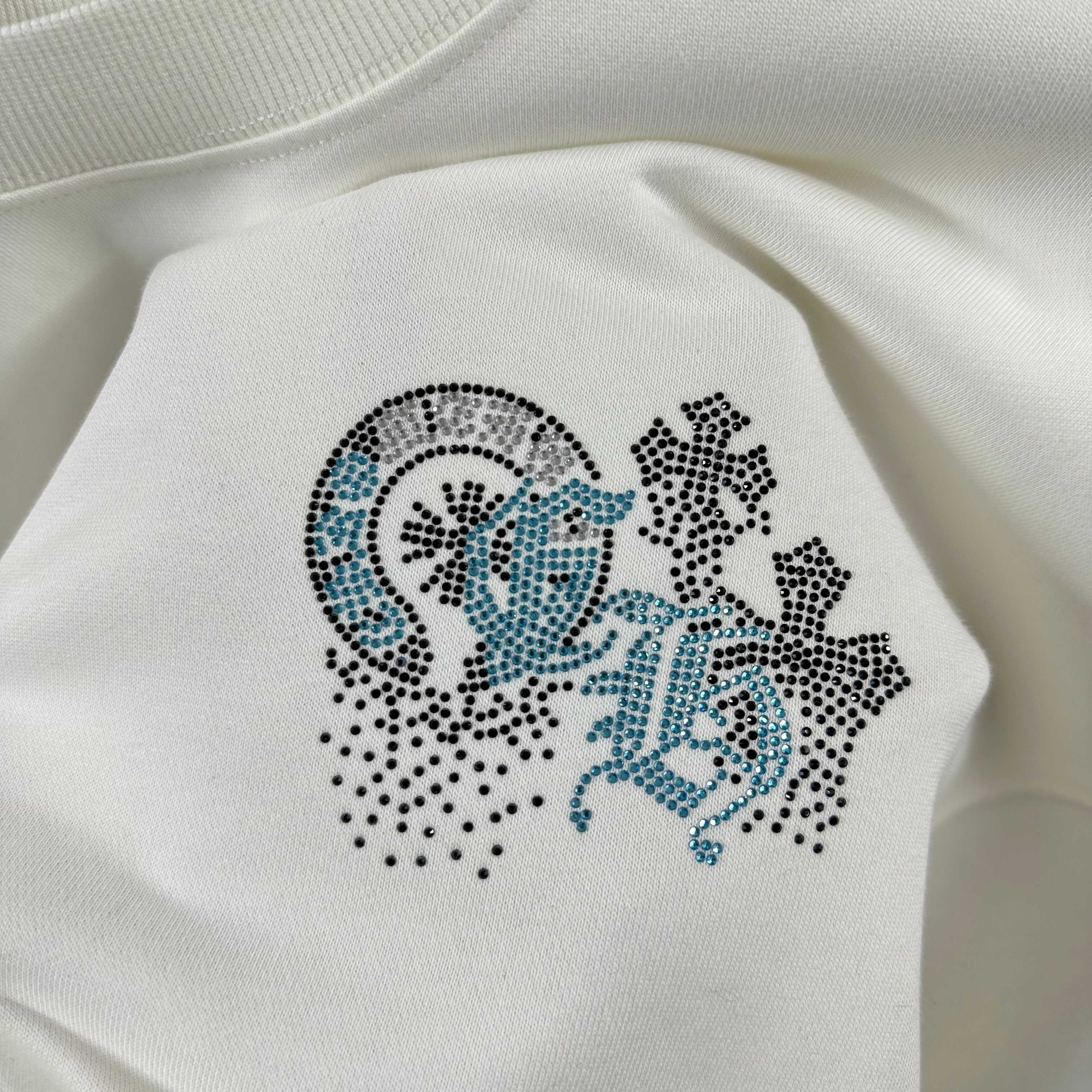 P110

CH*克罗心*2025早秋冬季新款 经典马蹄十字架梵文烫钻工艺 定制毛圈面料 长袖圆领套头卫衣，男女同款
颜色：黑色 白色 
尺码： S  （90-130斤）
          M  （120-150斤）
          L   （140-165斤）
         XL  （160-180斤） 
         XXL （180-210斤）