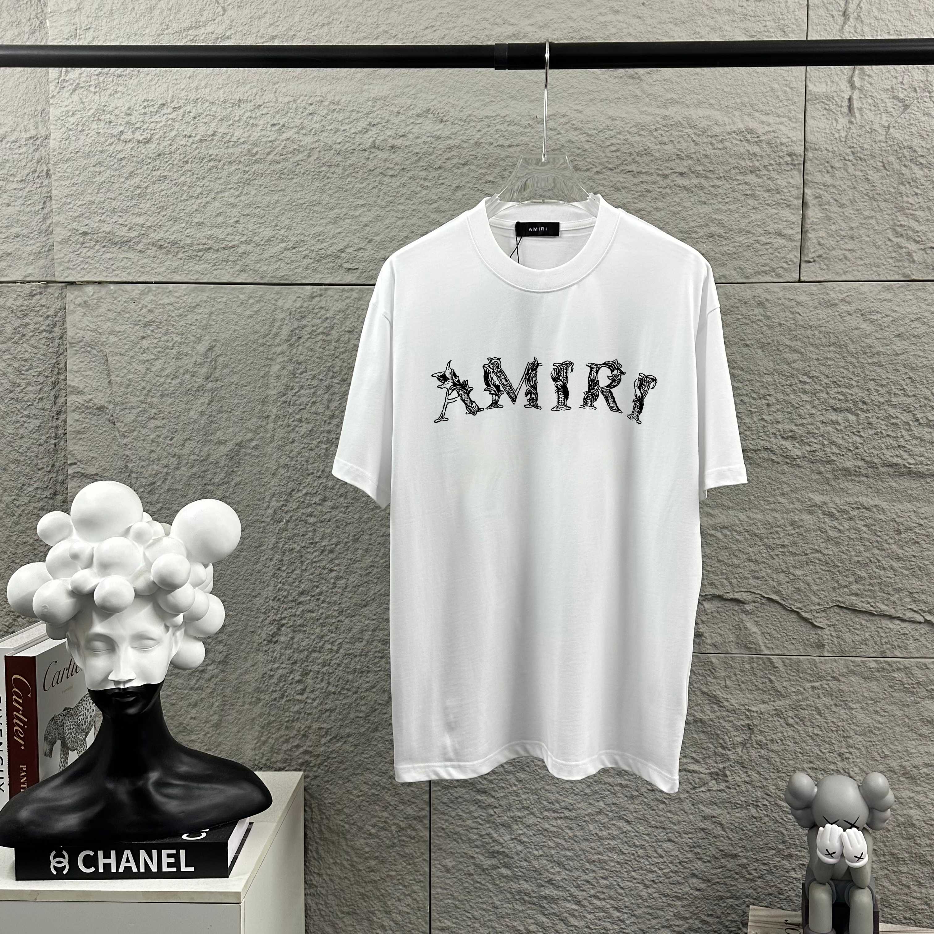 P75 Amiri*埃米尔 2026 primavera-verano nueva colección. Camiseta de manga corta personalizada de algodón peinado de doble …