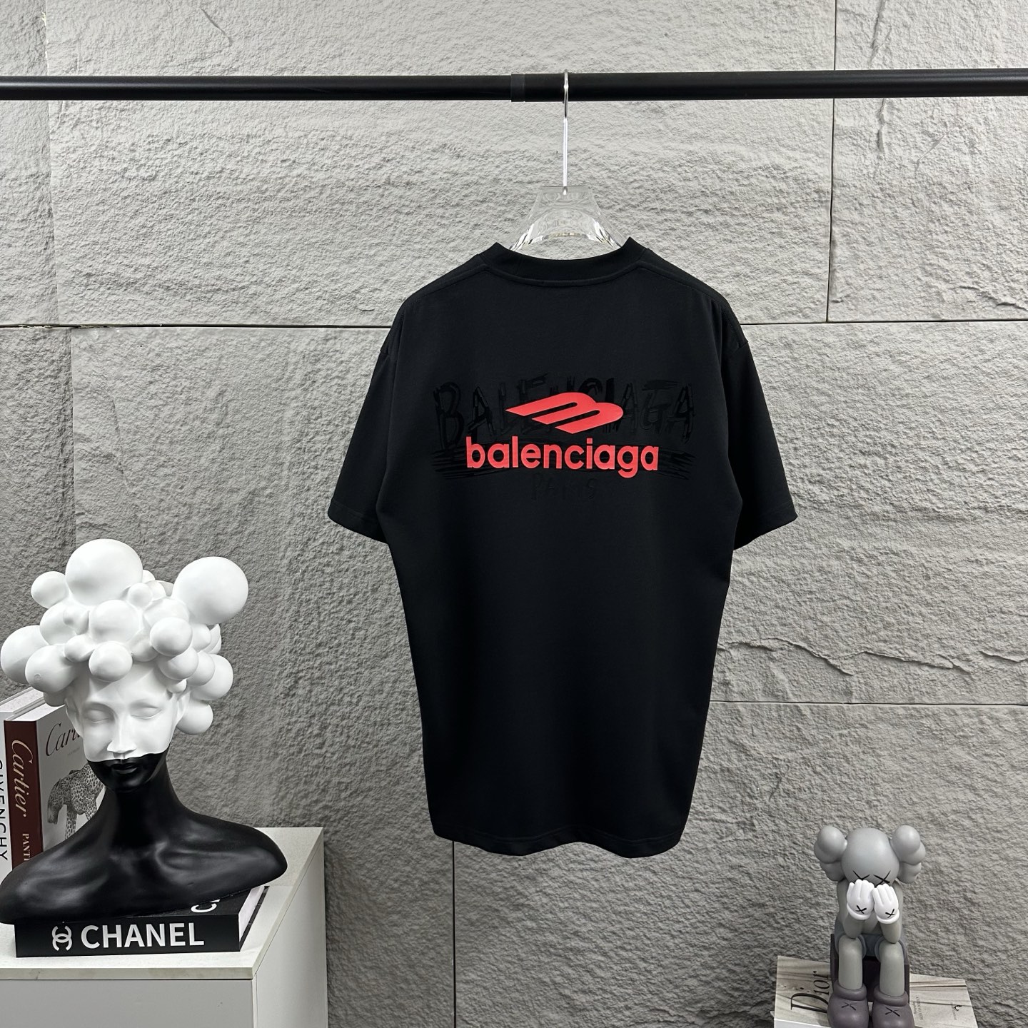 P80 Balenciaga*París* 2026 primavera verano nuevo camiseta de manga corta clásico tridimensional grueso silicona proces…