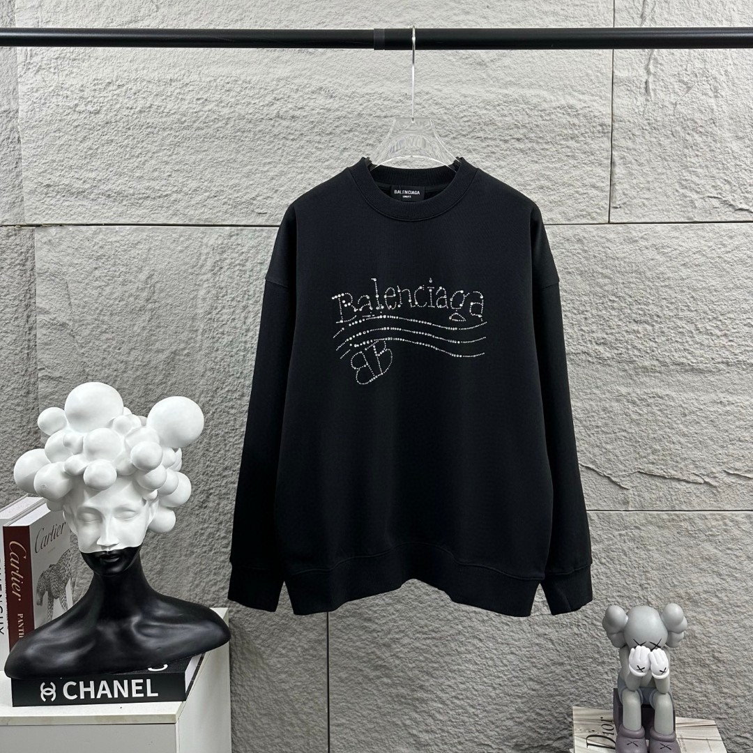 P105 BALENCI*GA Paris 2026 nueva sudadera de manga larga otoño e invierno, proceso de planchado tridimensional con letr…