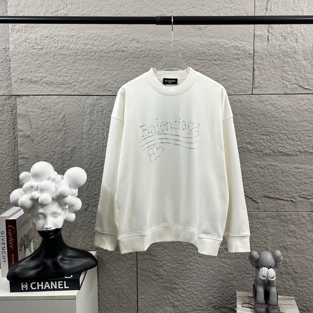 P105 BALENCI*GA Paris 2026 nueva sudadera de manga larga otoño e invierno, proceso de planchado tridimensional con letr…