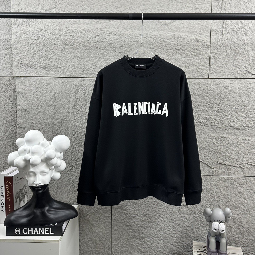 P105 BALENCI * GA Paris 2026 nueva sudadera de manga larga de otoño e invierno Letra clásica tecnología de silicona de …