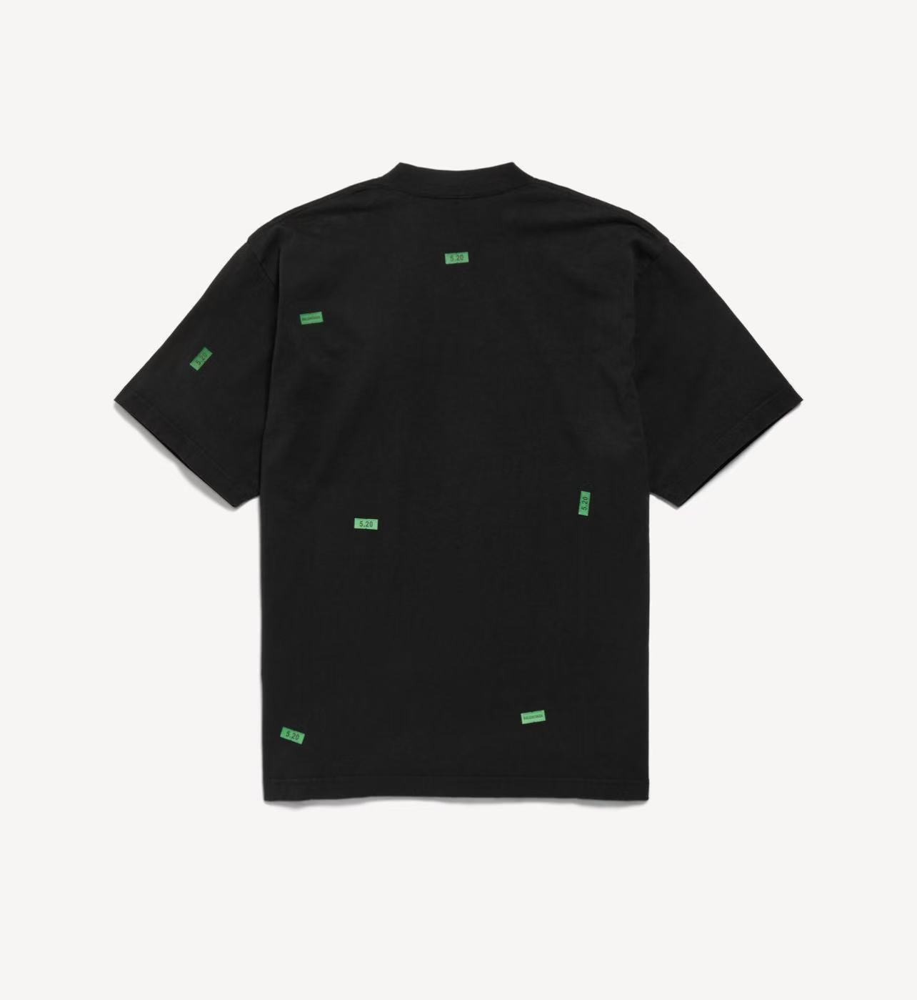 Balenciaga 官网品质BALENCI*GA/巴黎 SS26最新款 5 20贴纸印花左袖绣Logo短袖T恤砖柜同步