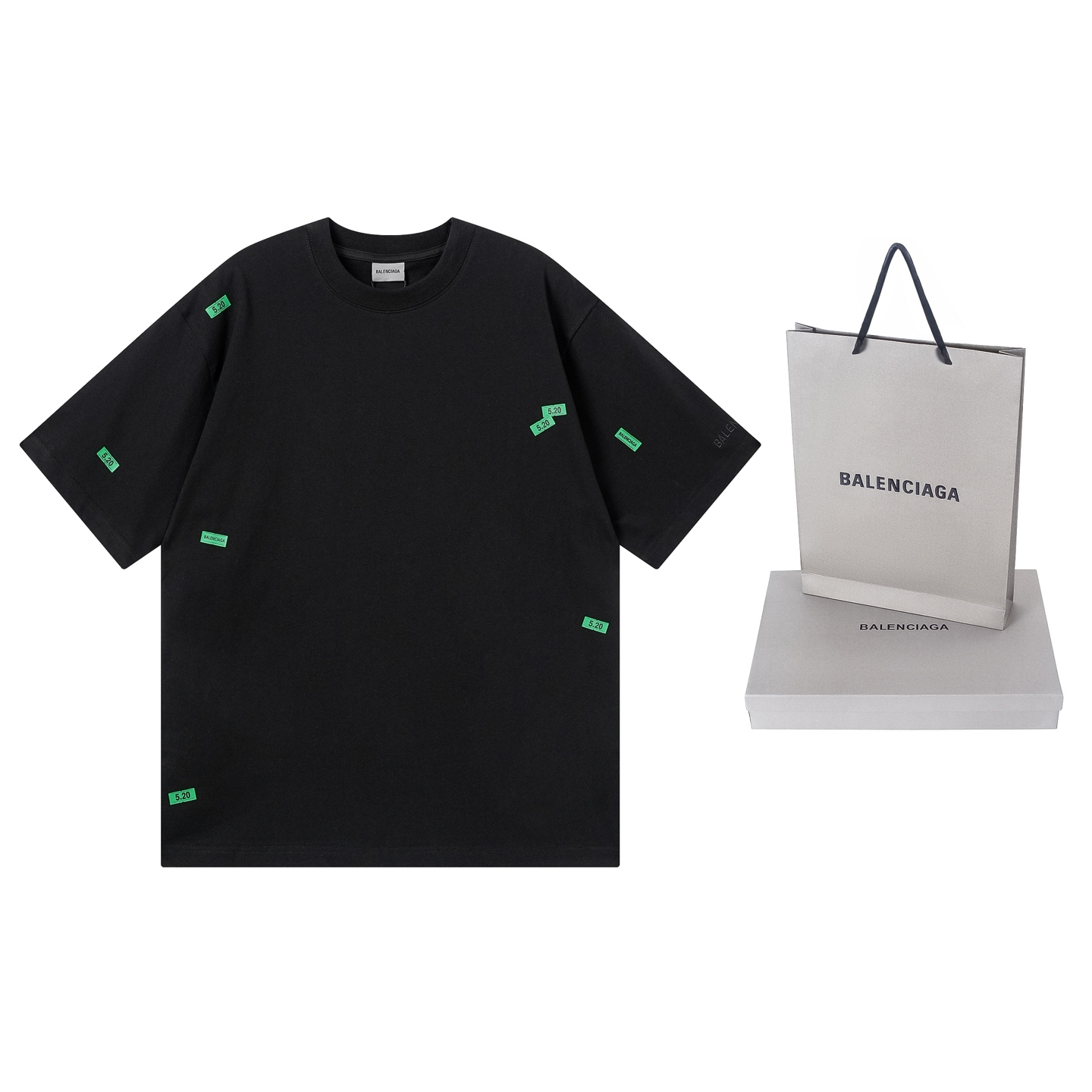 Balenciaga 官网品质BALENCI*GA/巴黎 SS26最新款 5 20贴纸印花左袖绣Logo短袖T恤砖柜同步