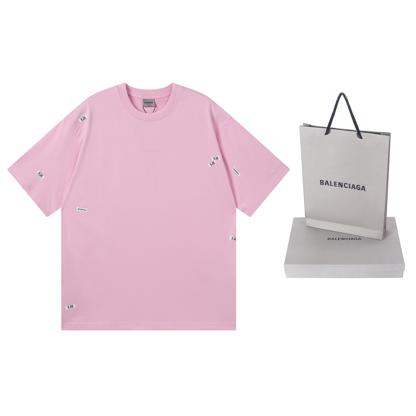 Balenciaga 官网品质BALENCI*GA/巴黎 SS26最新款 5 20贴纸印花左袖绣Logo短袖T恤砖柜同步