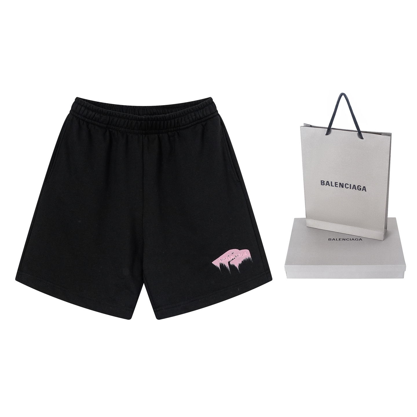 Balenciaga 官网品质BALENCI*GA/巴黎 2026新款 巴黎字母刺绣3M直喷印花短裤
