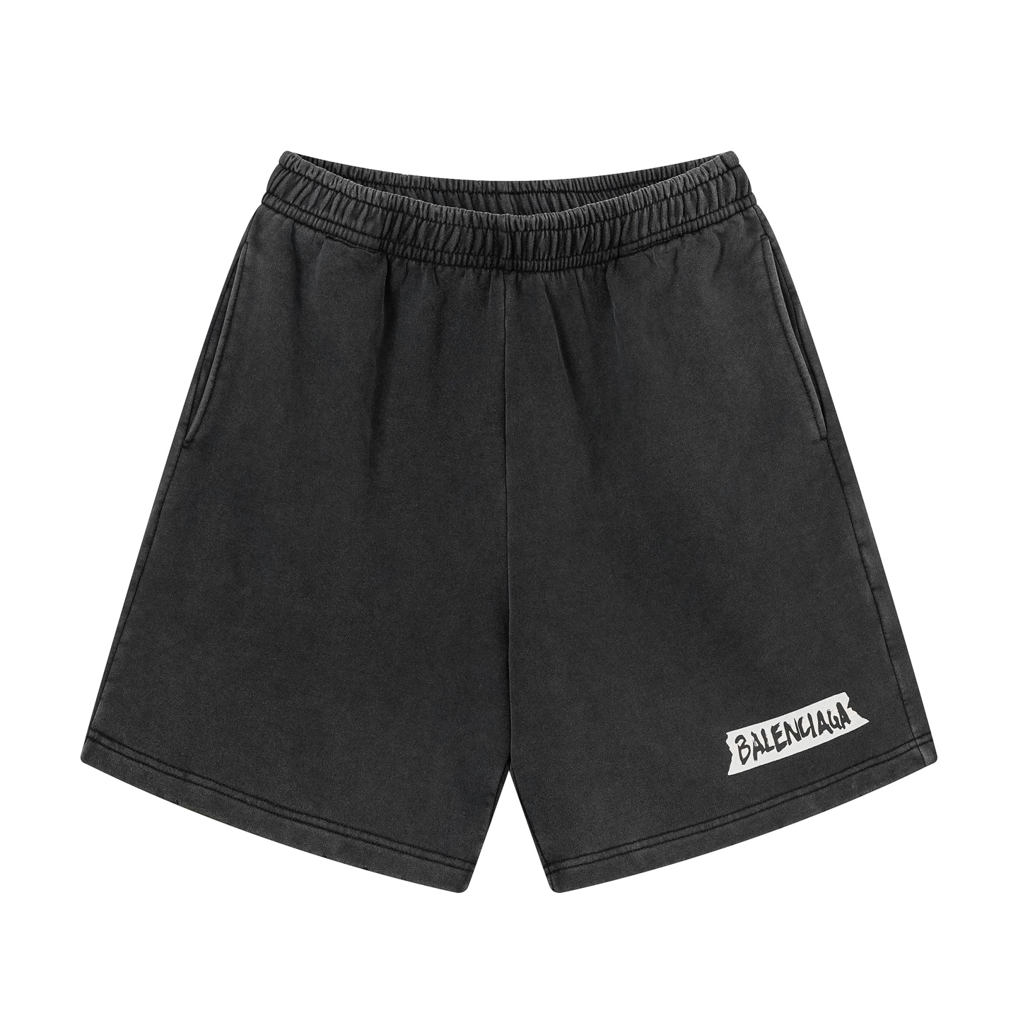 Balenciaga 官网品质BALENCI*GA/巴黎 2026新款 巴黎美纹纸胶带 字母直喷印花洗水磨烂做旧短裤