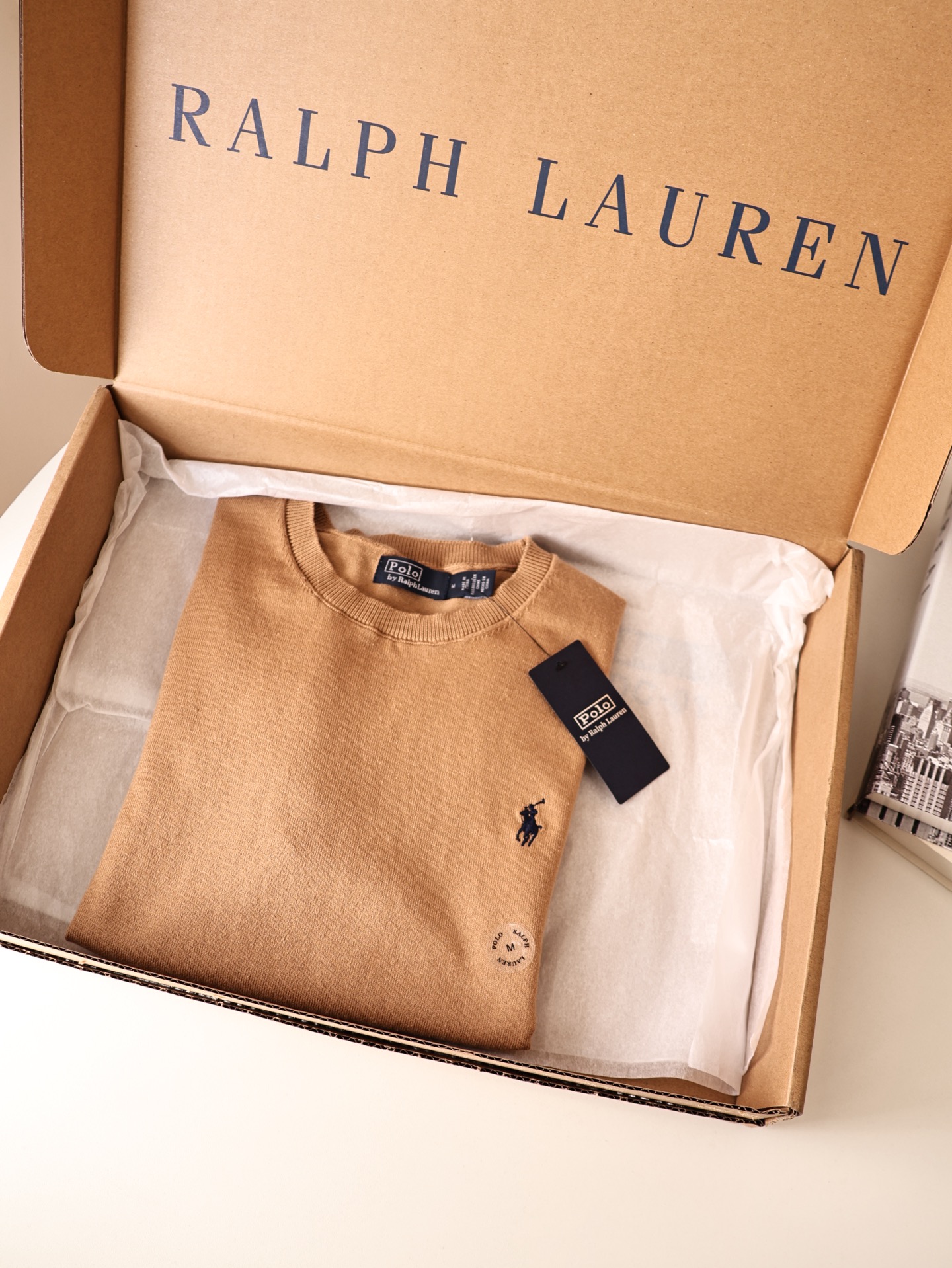 Комплект кардиган и футболка Ralph Lauren женский бежевый