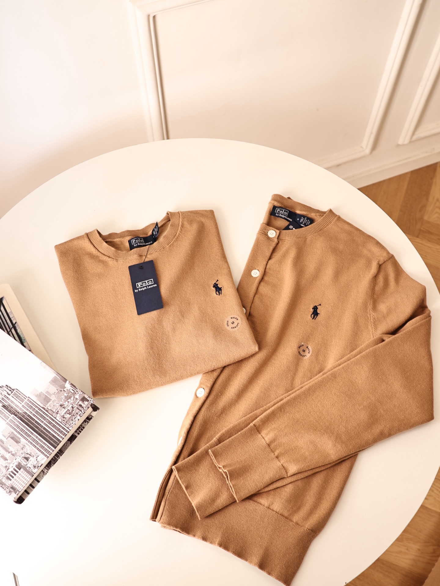 Комплект кардиган и футболка Ralph Lauren женский бежевый