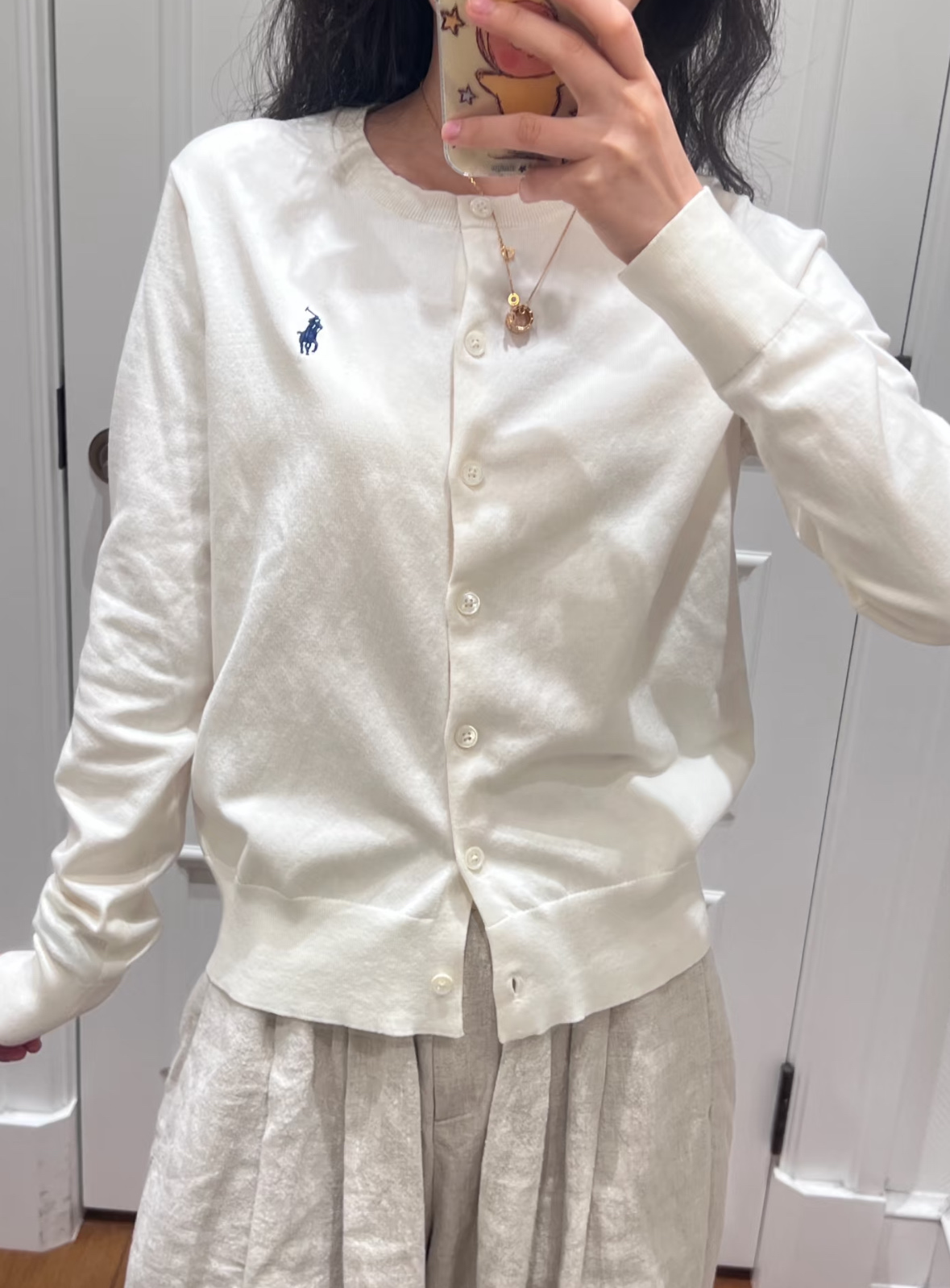 Кашемировый кардиган кремового цвета с логотипом Ralph Lauren