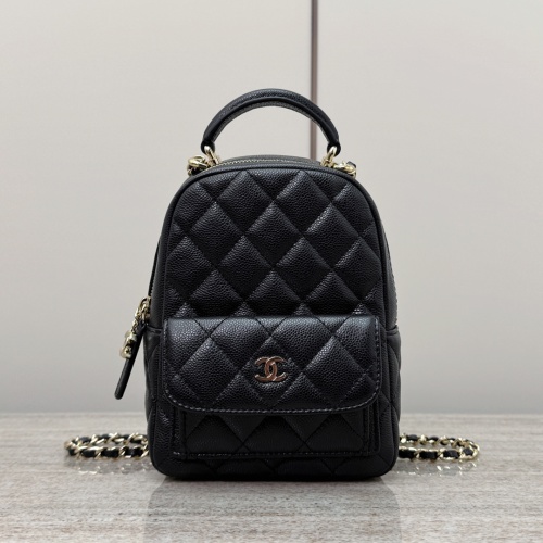 Chanel Quilted Mini Backpack with Chain, Adjustable Straps, Black