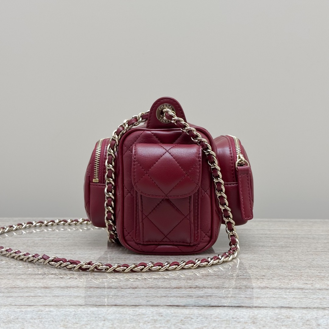 Elegant Chanel Lambskin Quilted Camera Bag with Chain Strap - Burgundy 4 i1735480381058 8377 0 2