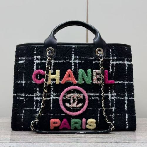 Chanel Black Tweed 22 Bag with Colorful Logo – Tote Handbag for Women 1 Chanel Black Tweed 22 Bag with Colorful Logo – Tote Handbag for Women