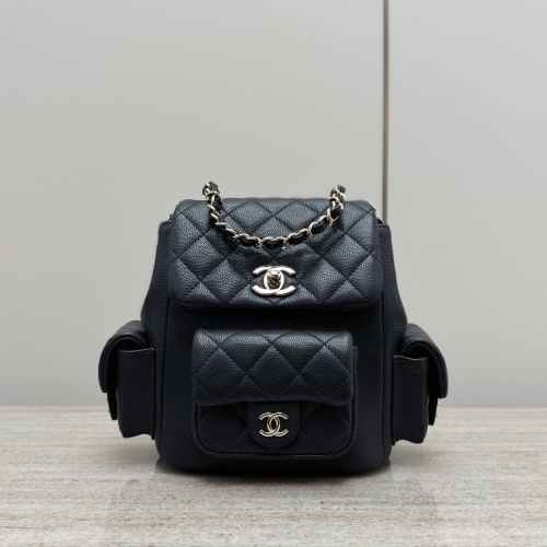 Chanel Quilted Leather Backpack with Chain Straps and Exterior Pockets 1 Chanel Quilted Leather Backpack with Chain Straps and Exterior Pockets