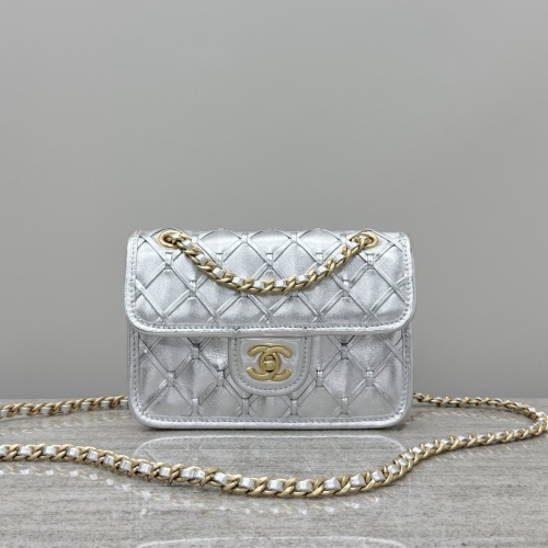 Chanel Silver Quilted Chain Flap Bag, Elegant Design & High-Quality Materials 1 Chanel Silver Quilted Chain Flap Bag, Elegant Design & High-Quality Materials
