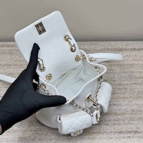 Chanel 24A Mini Backpack White Quilted Leather with Chain Detail 1 Chanel 24A Mini Backpack White Quilted Leather with Chain Detail