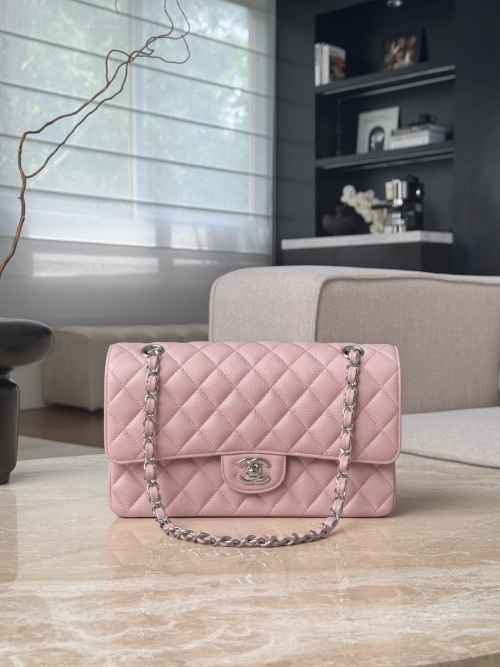 Chanel Classic Flap Bag - Pink Quilted Leather with Silver Hardware 1 Chanel Classic Flap Bag - Pink Quilted Leather with Silver Hardware