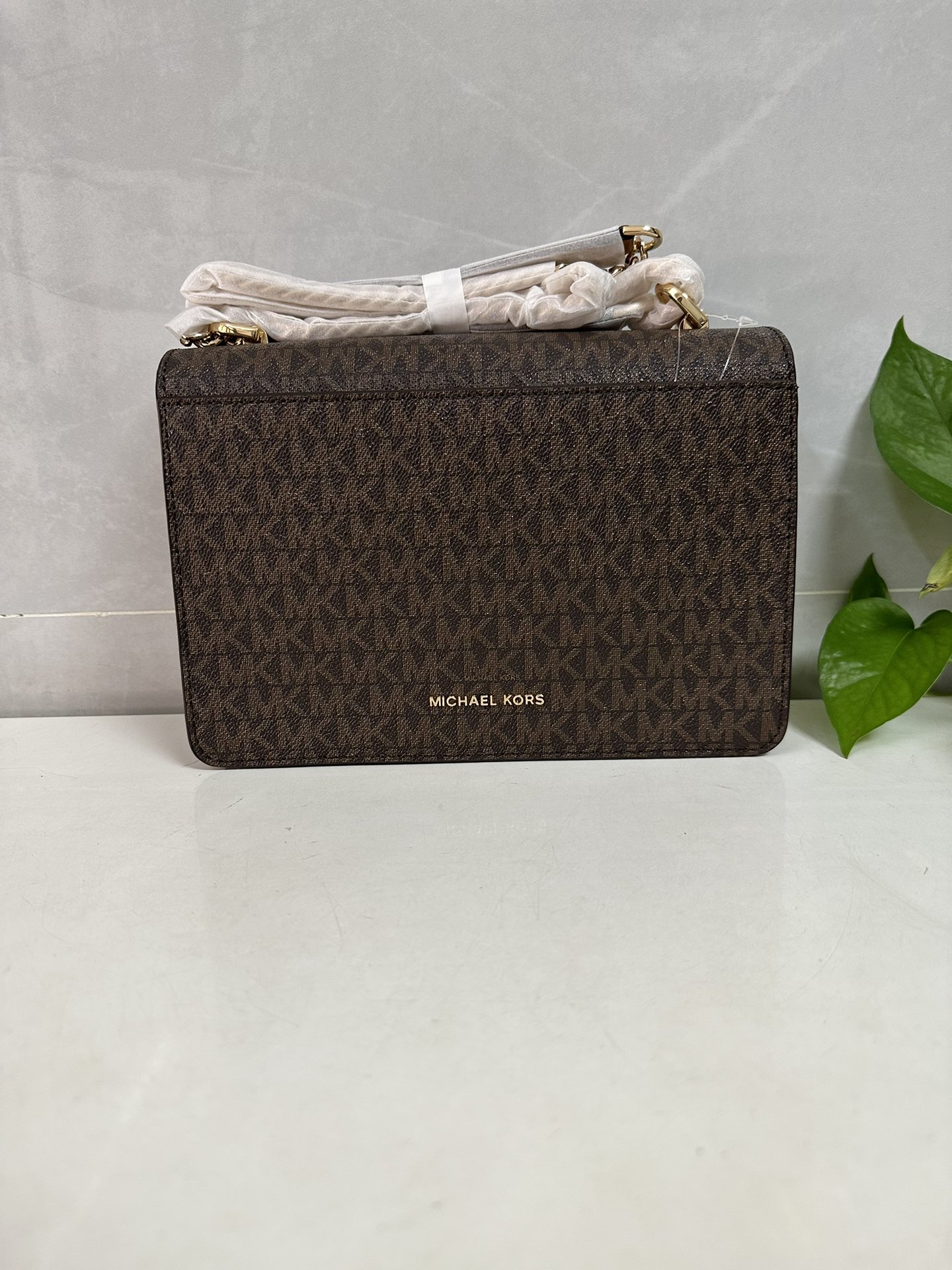 Michael Kors MKJade老花拼皮斜挎包
