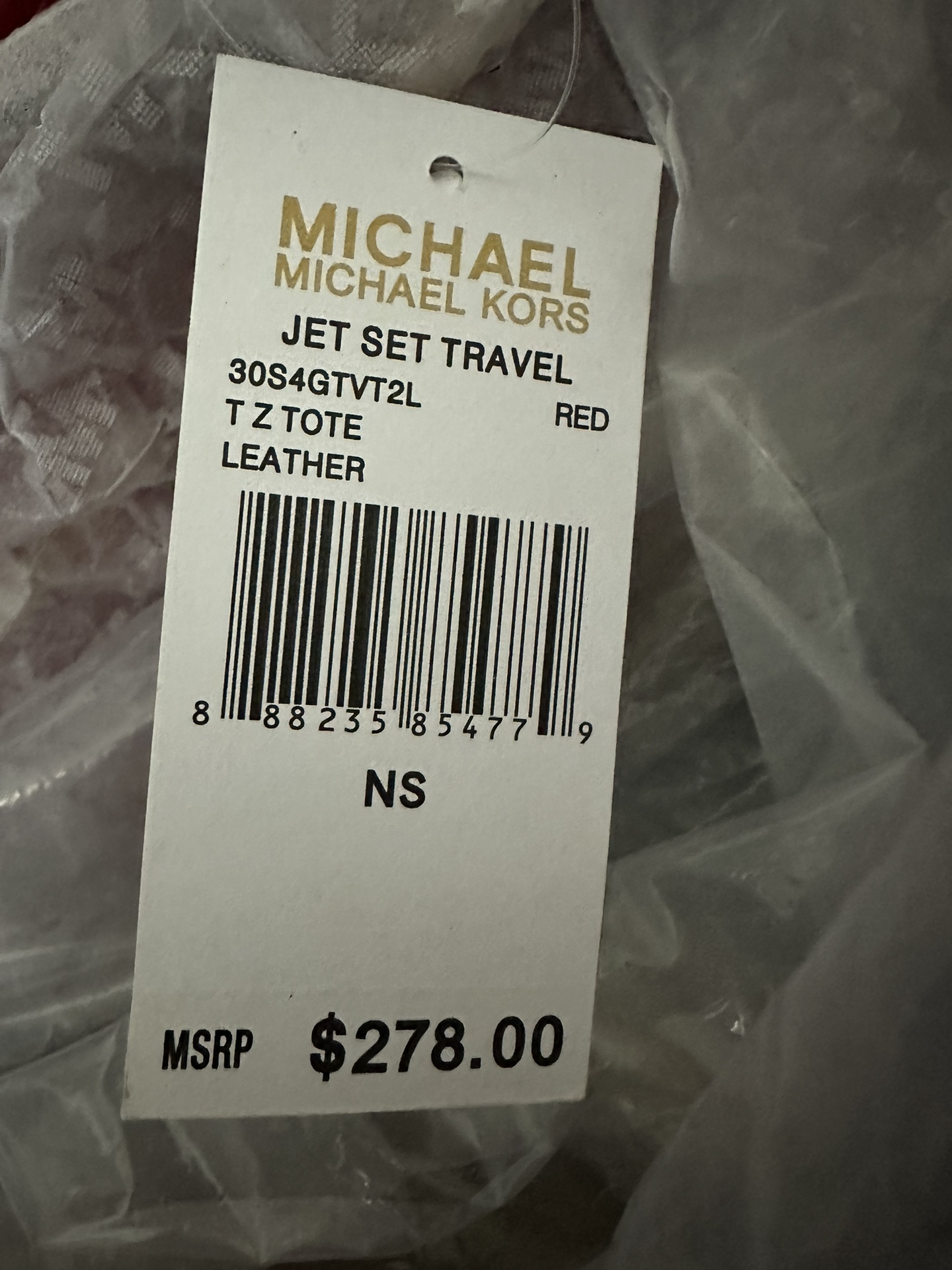 Michael Kors ～mk购物袋/妈咪包袋口拉链设计， 材料实用性非常强，红色