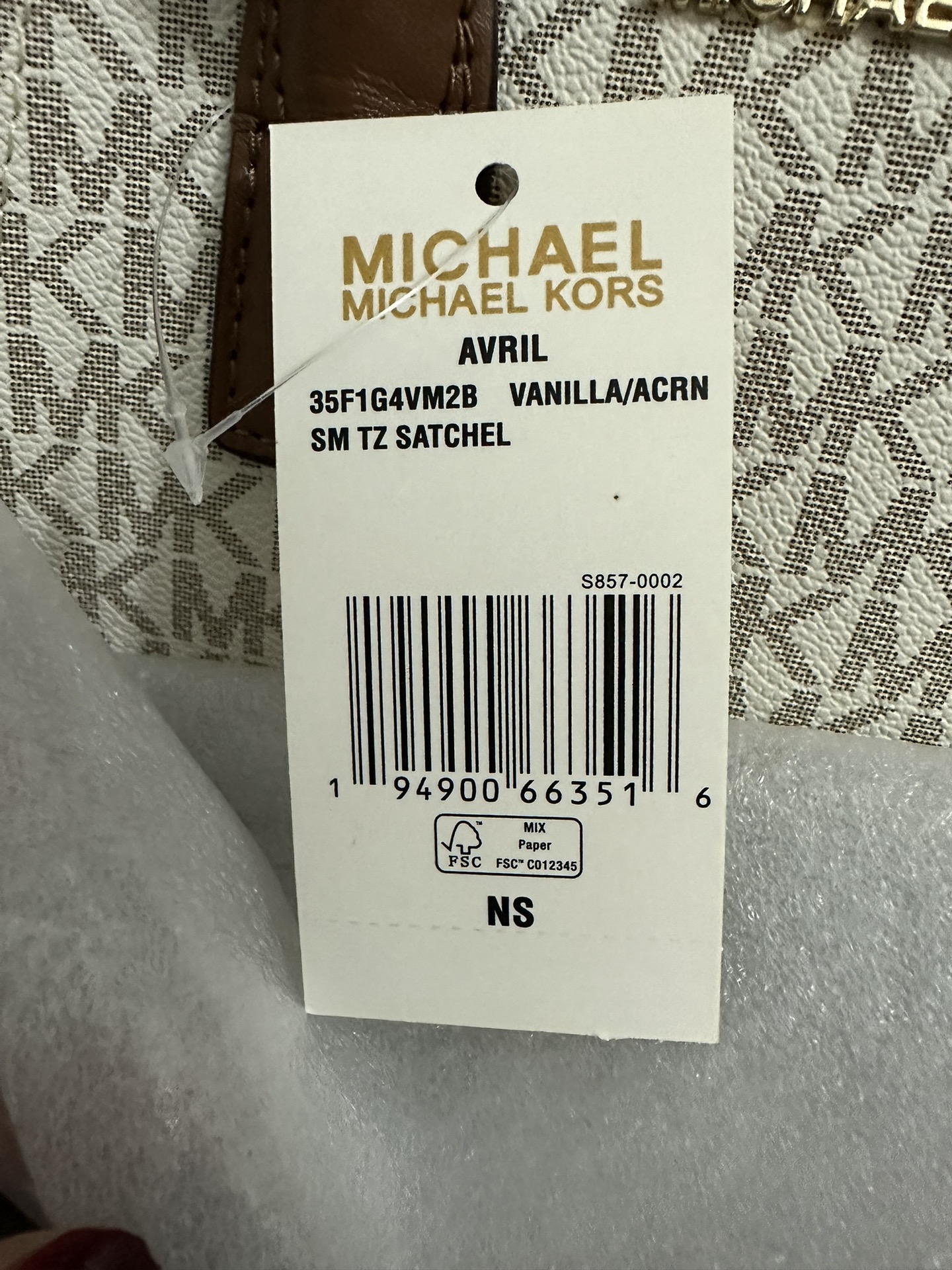 Michael Kors 新款小号饺子包，pV白拼棕