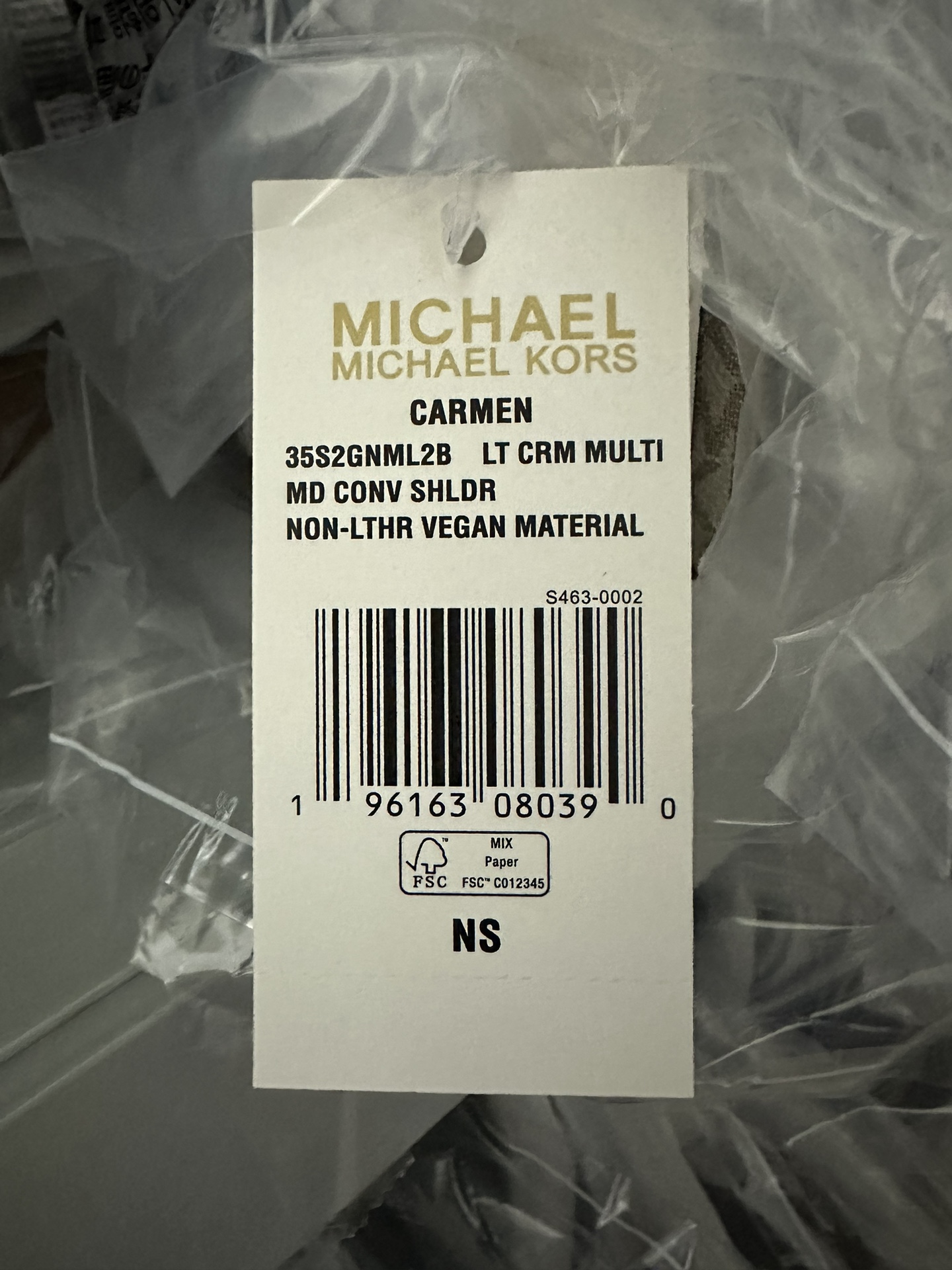 Michael Kors MK独家新款Carmen中号信封包链条翻盖牛皮单肩斜挎包 大字母五金pv白拼白