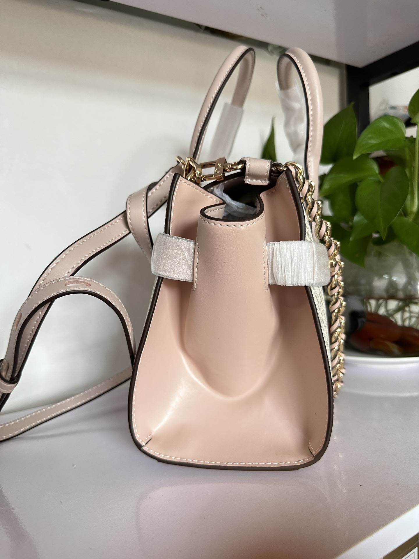 Michael Kors 耳朵包p V白拼粉
