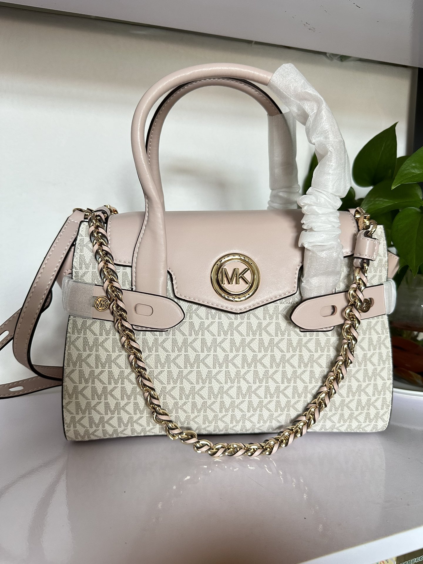 Michael Kors 耳朵包p V白拼粉