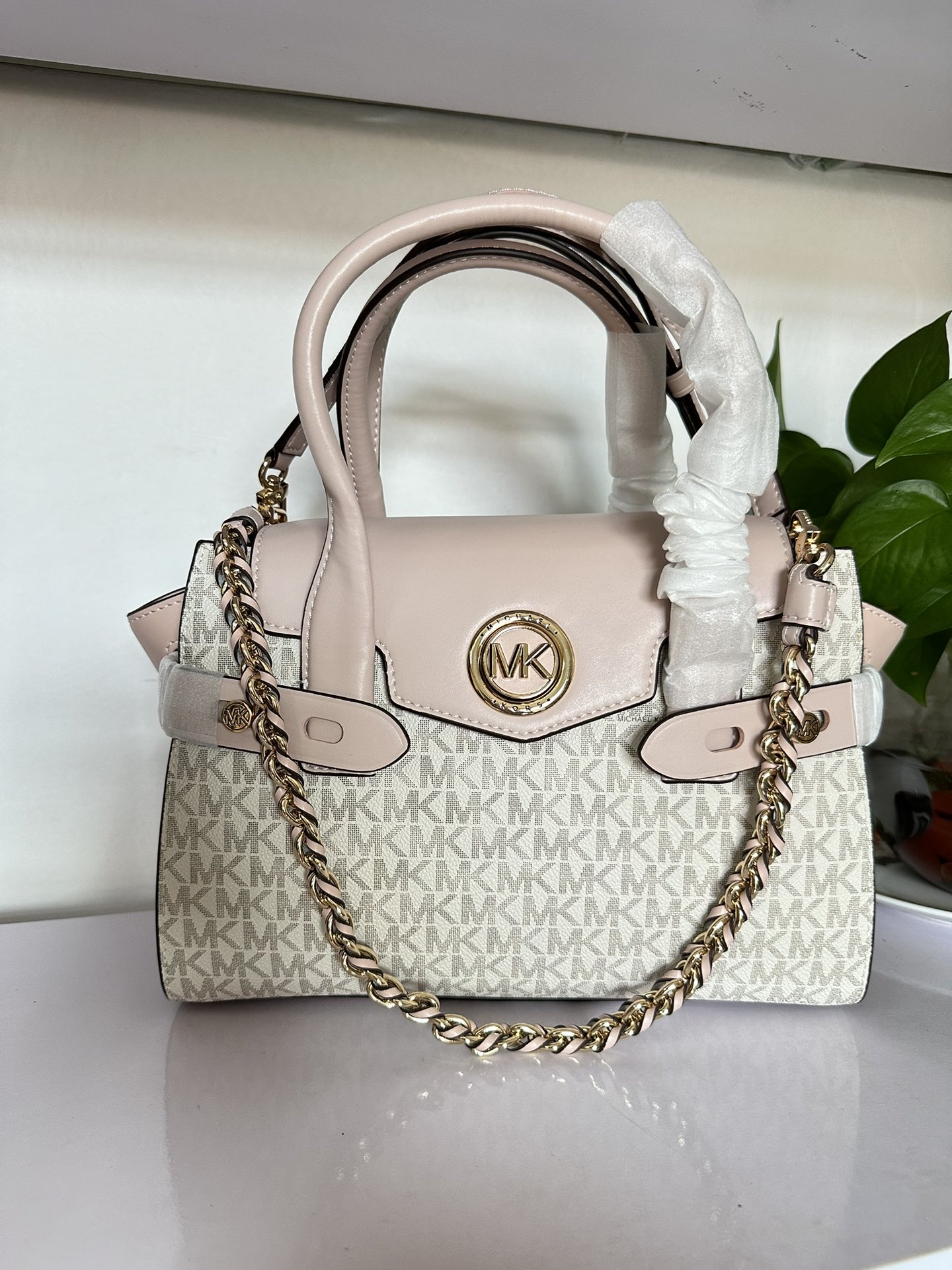 Michael Kors 耳朵包p V白拼粉
