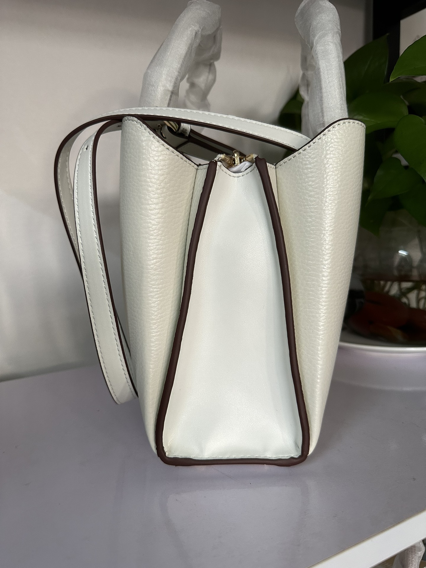 Michael Kors 2024年MK新开口笑单肩包 迈克.科尔斯（MICHAEL KORS）女士手提包 30S4G9RS1T 白色