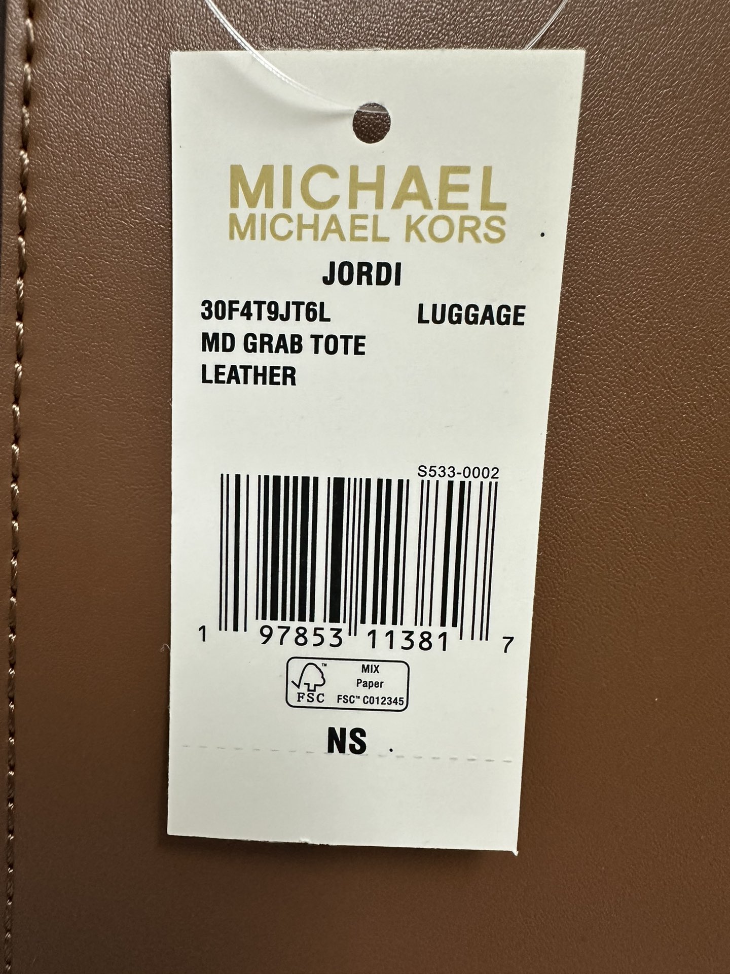 Michael Kors Mk折叠托特包中号、棕色