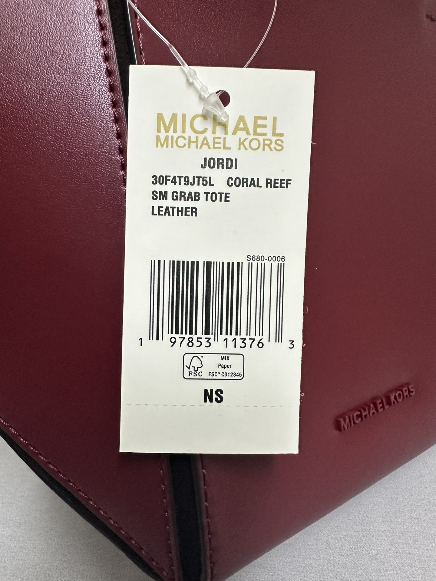 Michael Kors Mk折叠托特包小号，酒红