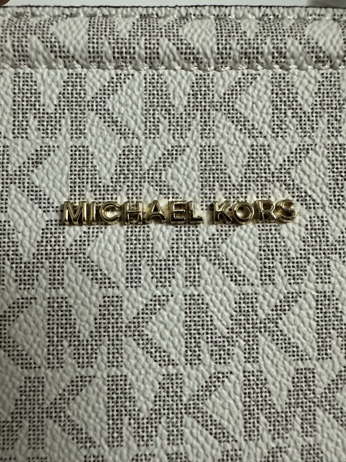 Michael Kors MK Laila 女士手提包斜挎包 香草白，橡果棕