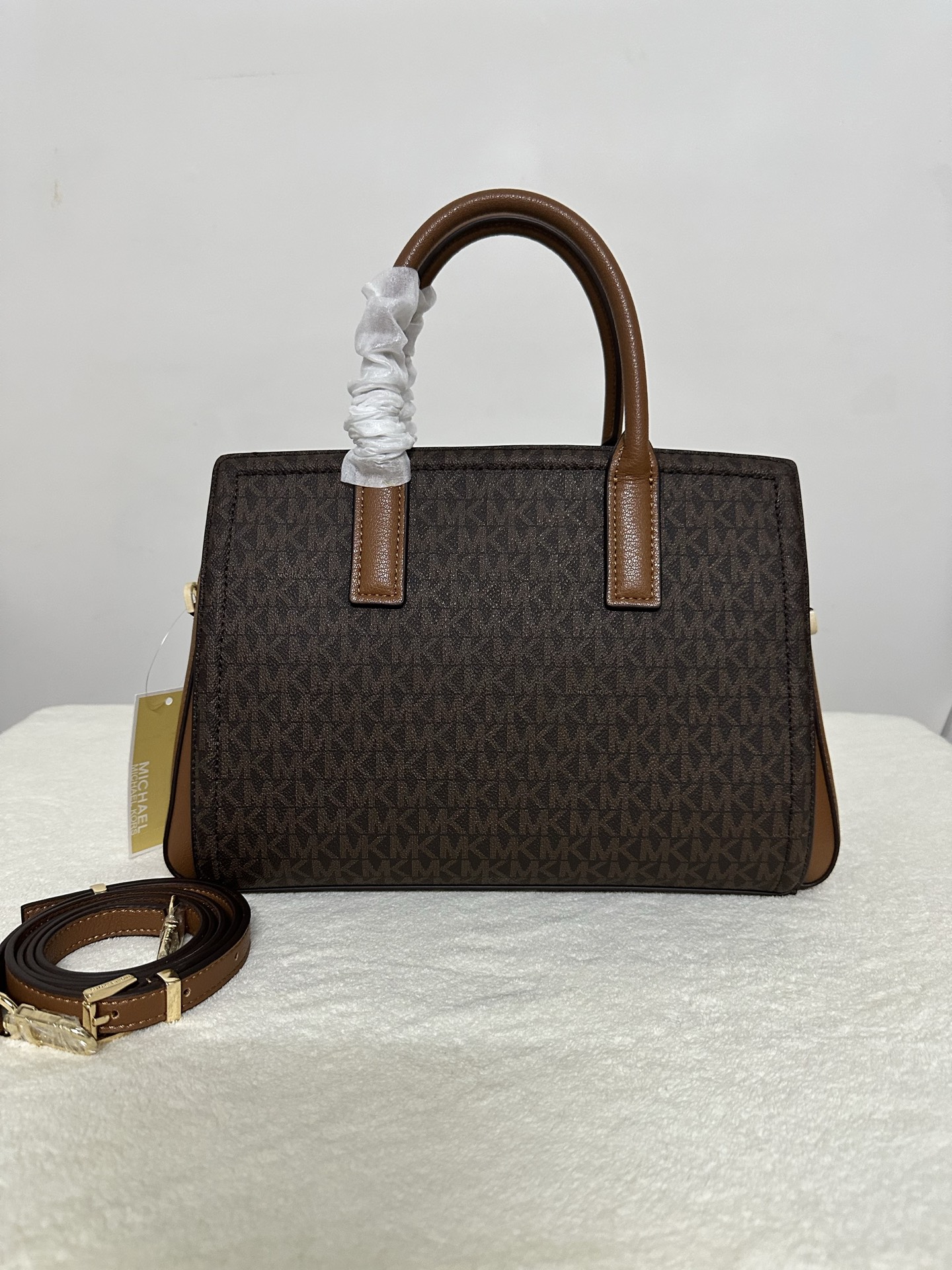 Michael Kors MK Laila 女士手提包斜挎包 ，啡拼棕