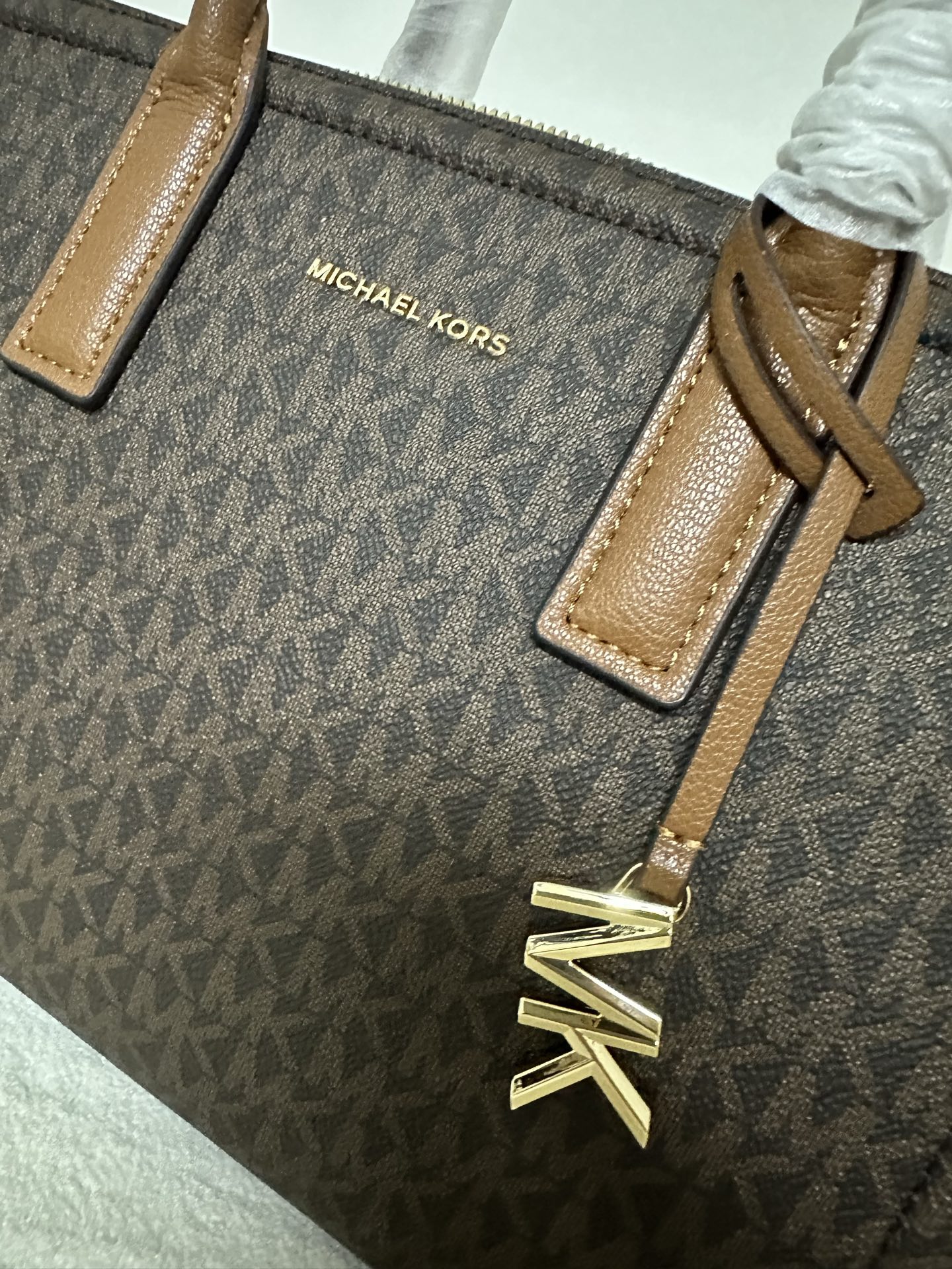 Michael Kors MK Laila 女士手提包斜挎包 ，啡拼棕