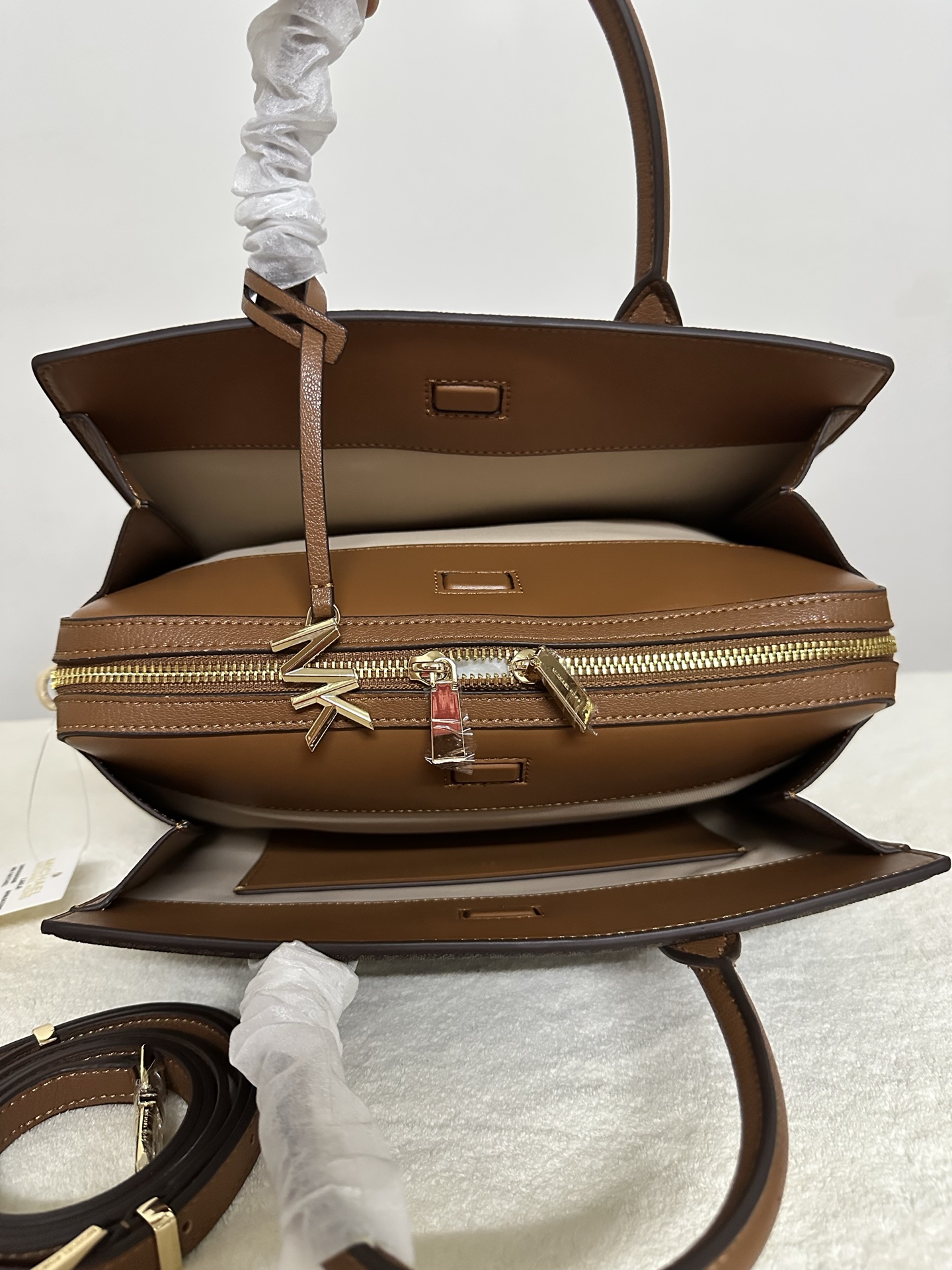 Michael Kors MK Laila 女士手提包斜挎包 ，啡拼棕