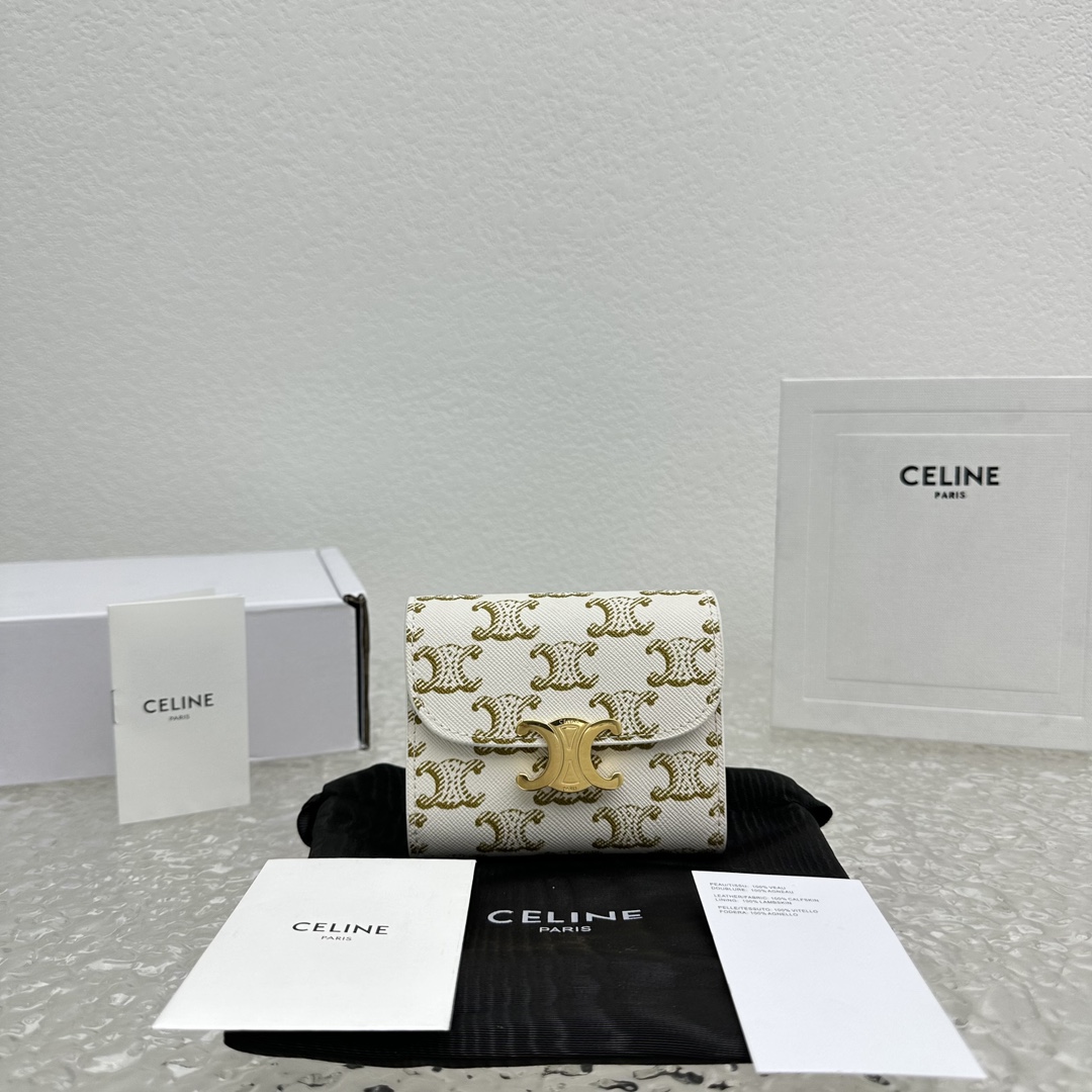 Celine Wallet Card pack White Splicing Calfskin Cowhide