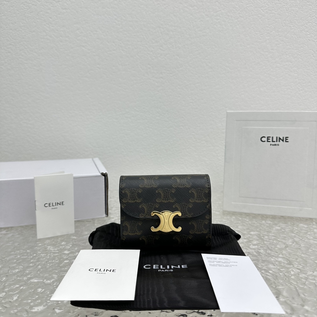 Celine Wallet Card pack Brown Splicing Calfskin Cowhide