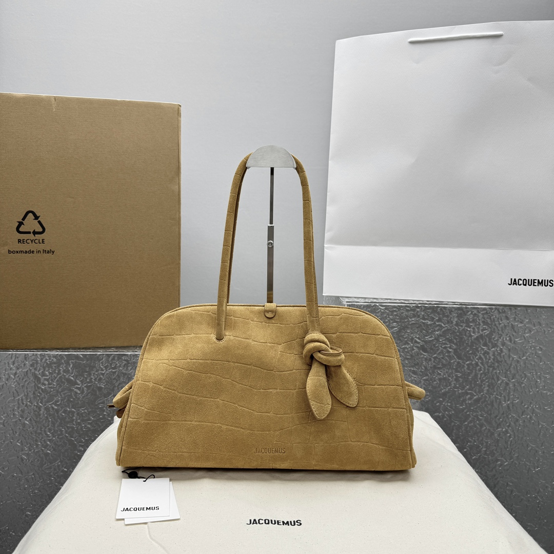 Jacquemus Le Turismo Bowling Bag Large Suede Brown Leather