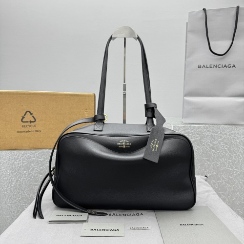 Balenciaga Carrie Bowling Bag - Black Leather, Modern Design 1 Balenciaga Carrie Bowling Bag - Black Leather, Modern Design