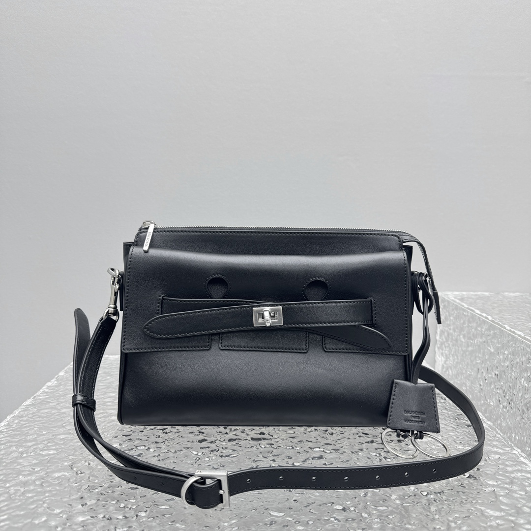 Balenciaga Style Black Messenger Bag Lookbook Reference image 2
