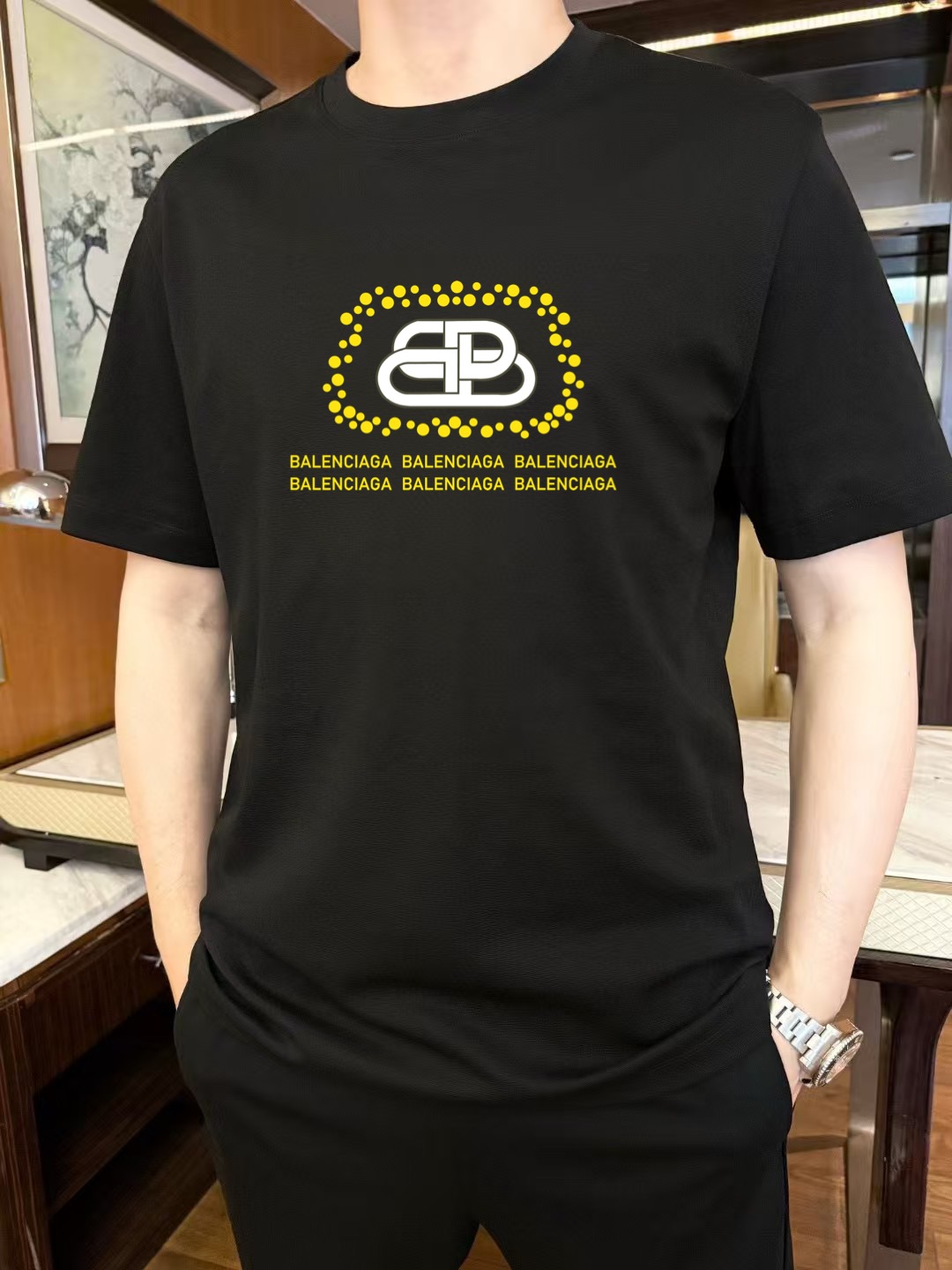 Balenciaga 2025 Spring/Summer Men's Black Cotton T-Shirt with Logo Print 4 i1751128863941 305 0 2
