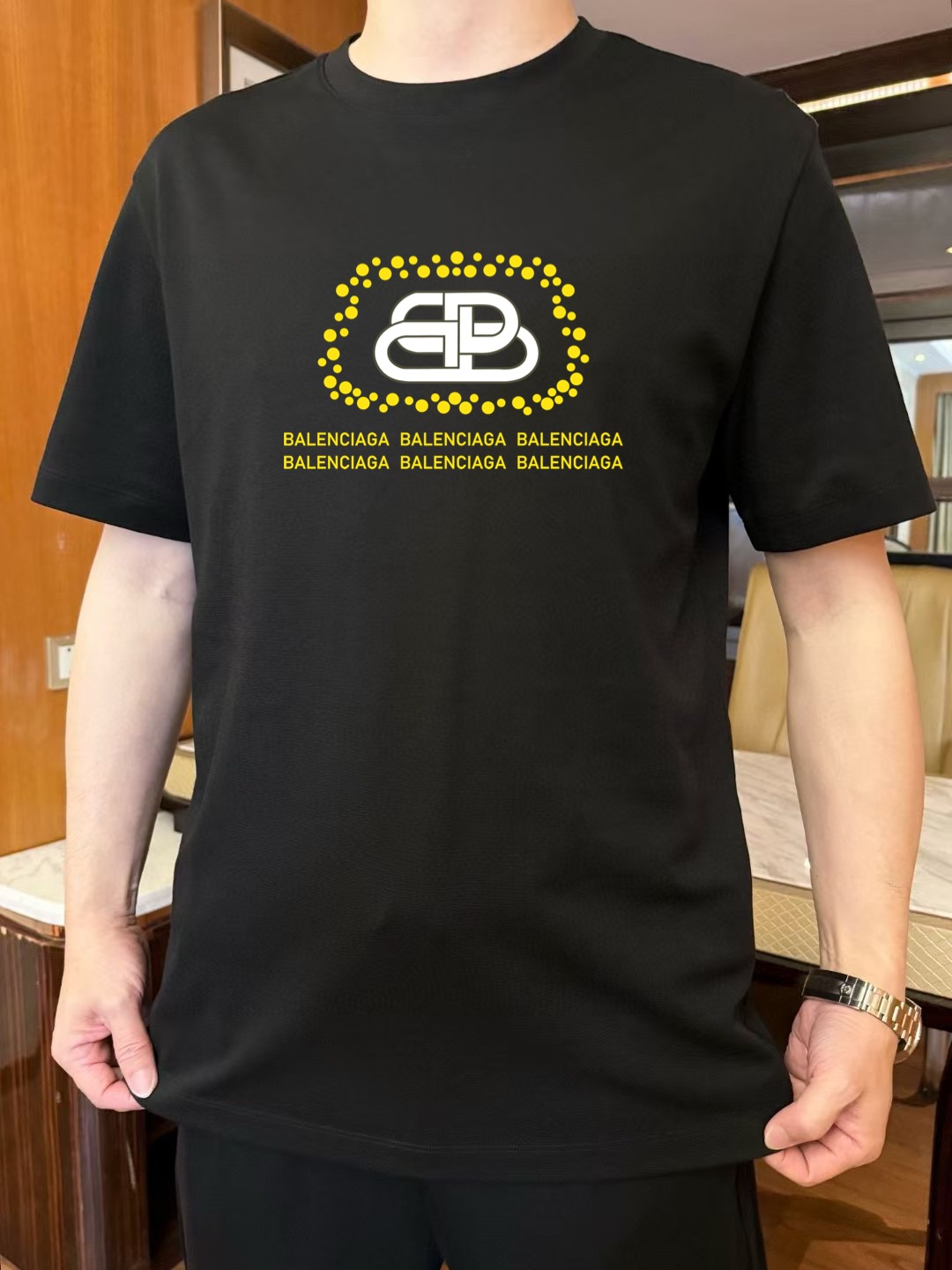 Balenciaga 2025 Spring/Summer Men's Black Cotton T-Shirt with Logo Print 3 i1751128864571 4081 0 1